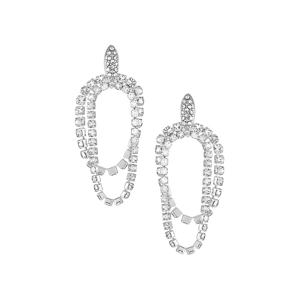Silvertone Pavé Cup Chain Hoop Earrings